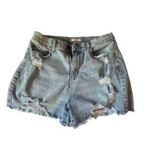 SO Women's High Rise Boyfriend MIDI Jean Shorts
